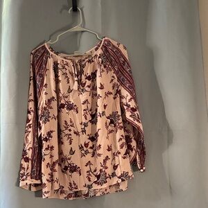 Lucky Brand Burgundy Floral Blouse